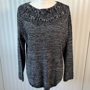 NWT Croft & Barrow black white gray knit sweater Size XL